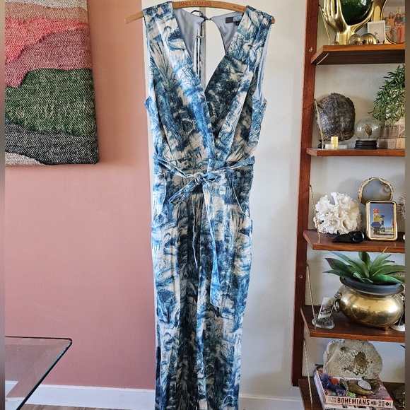 Anthropologie NWOT Eva Franco Landscape Print jumpsuit (Swan motif)  Size 14 XL - Picture 2 of 8
